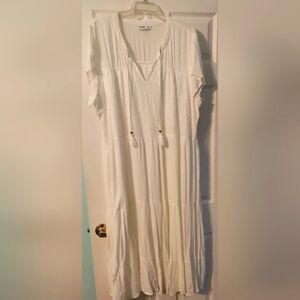 Casual cotton long White Dress